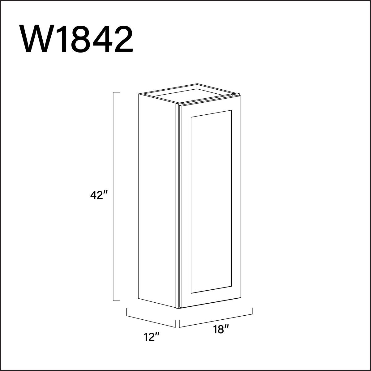 White Shaker Single Door Wall Cabinet - 18" W x 42" H x 12" D