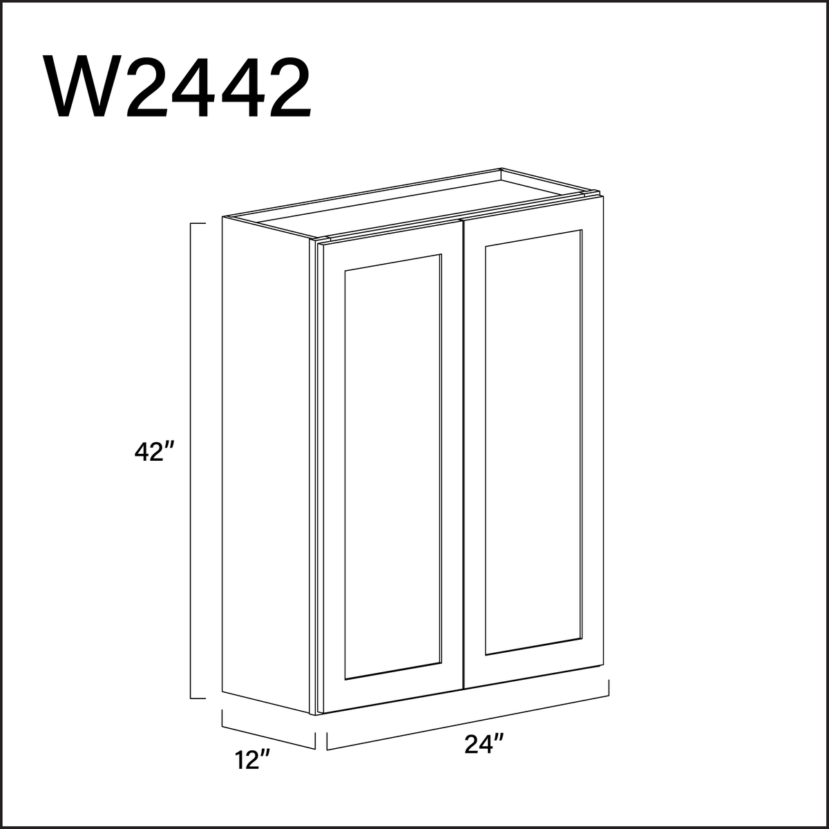 White Shaker Double Door Wall Cabinet - 24" W x 42" H x 12" D