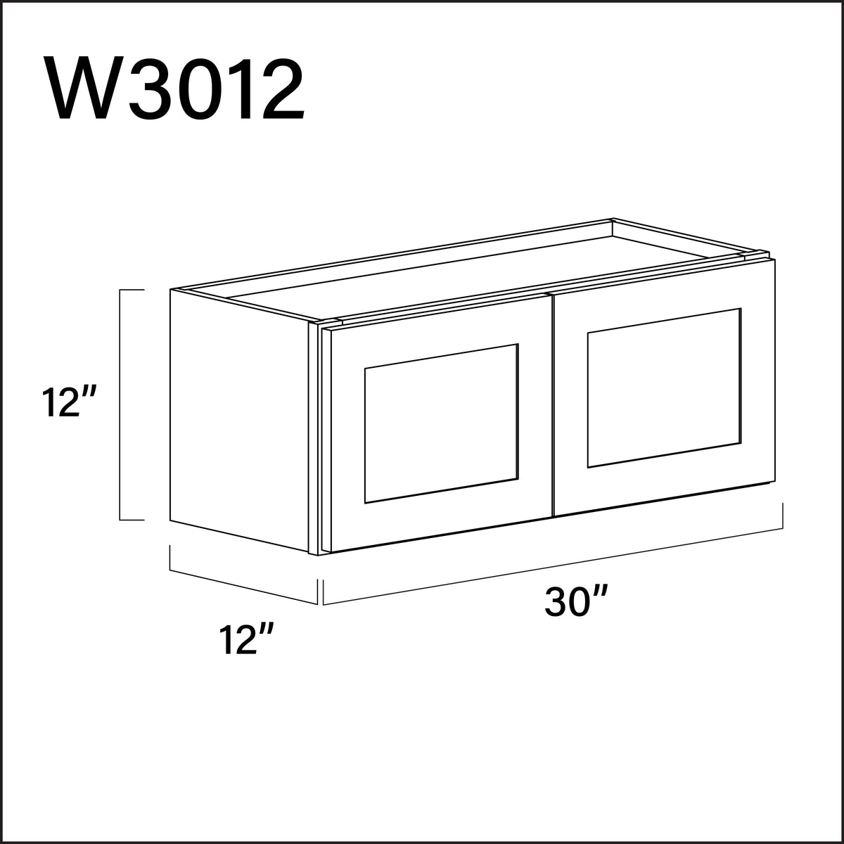 White Shaker Double Door Wall Cabinet - 30" W x 12" H x 12" D