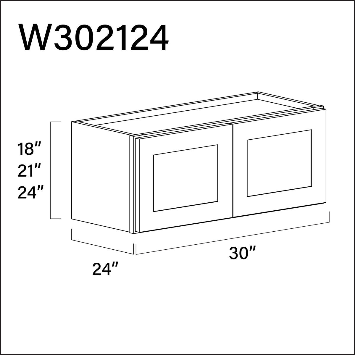 White Shaker Wall Bridge Double Door Cabinet - 30" W x 21" H x 24" D