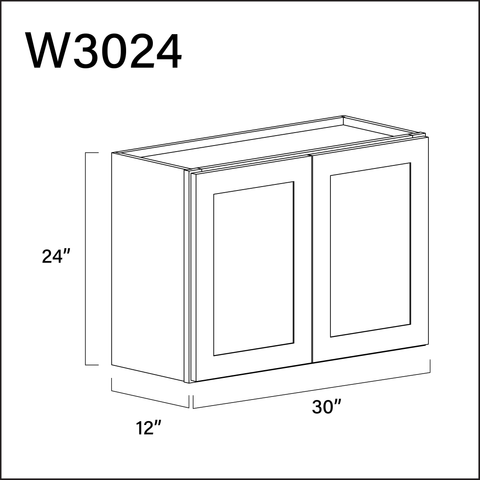 White Shaker Double Door Wall Cabinet - 30" W x 24" H x 12" D