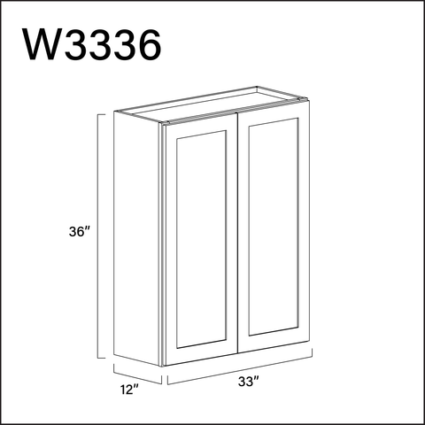 White Shaker Double Door Wall Cabinet - 33" W x 36" H x 12" D