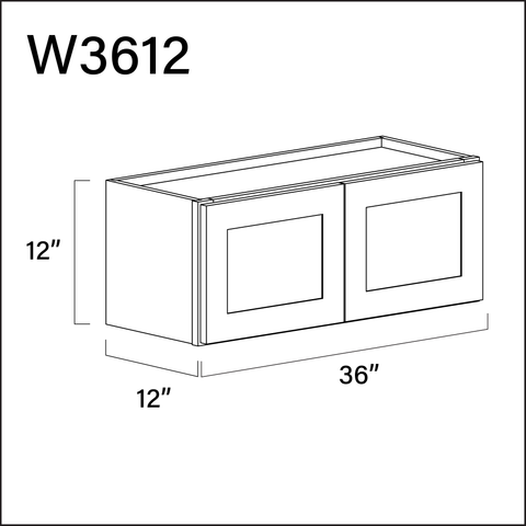 White Shaker Double Door Wall Cabinet - 36" W x 12" H x 12" D