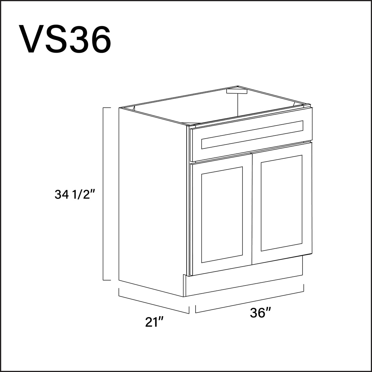 Revival White Antique Vanity Sink Base Cabinet - 36" W x 34.5" H x 21" D