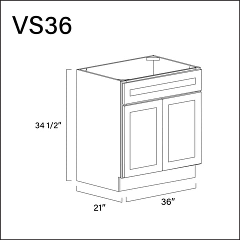 Revival White Antique Vanity Sink Base Cabinet - 36" W x 34.5" H x 21" D