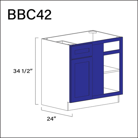 Blue Shaker Base Blind Corner Cabinet - 39" W x 34.5" H x 24" D