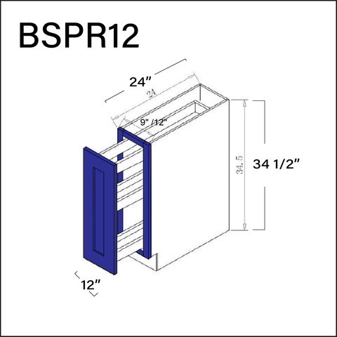 Royal Blue Shaker Base Spice Rack Cabinet - 12" W x 34.5" H x 24" D