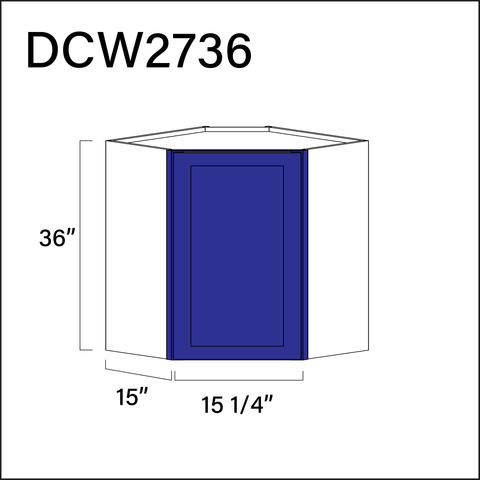 Royal Blue Shaker Diagonal Wall Corner Cabinet - 27" W x 36" H x 12" D