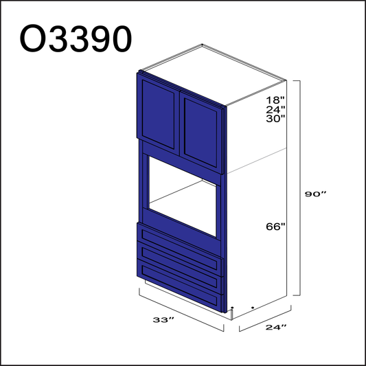 Blue Shaker Single Oven Cabinet - 33" W x 90" H x 24" D