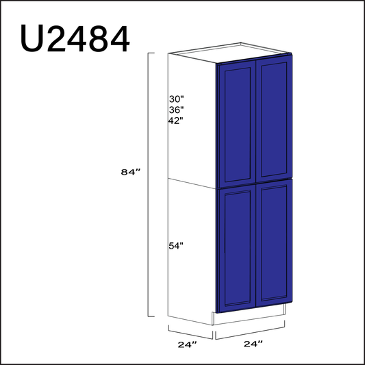Blue Shaker Double Door Pantry Cabinet - 24" W x 84" H x 24" D