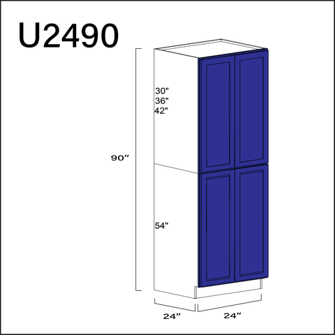 Royal Blue Shaker Double Door Pantry Cabinet - 24" W x 90" H x 24" D