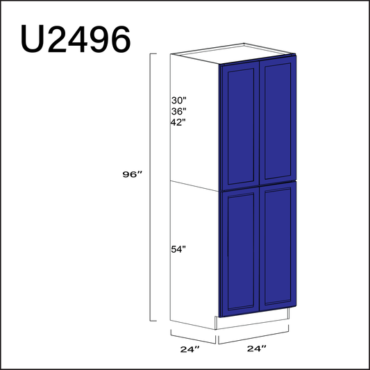 Blue Shaker Double Door Pantry Cabinet - 24" W x 96" H x 24" D