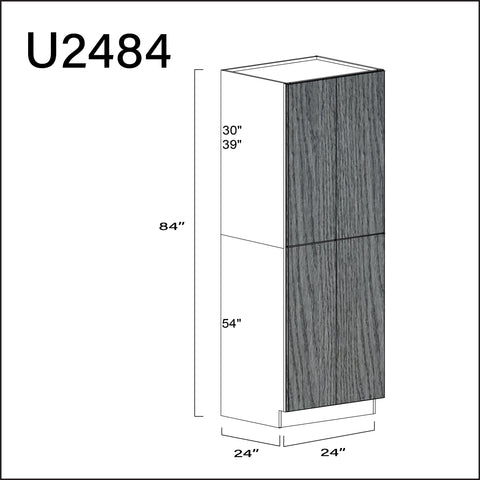 Textured Gray Frameless Double Door Pantry Cabinet - 24" W x 84" H x 24" D