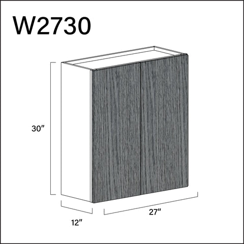 Textured Gray Frameless Double Door Wall Cabinet - 27" W x 30" H x 12" D