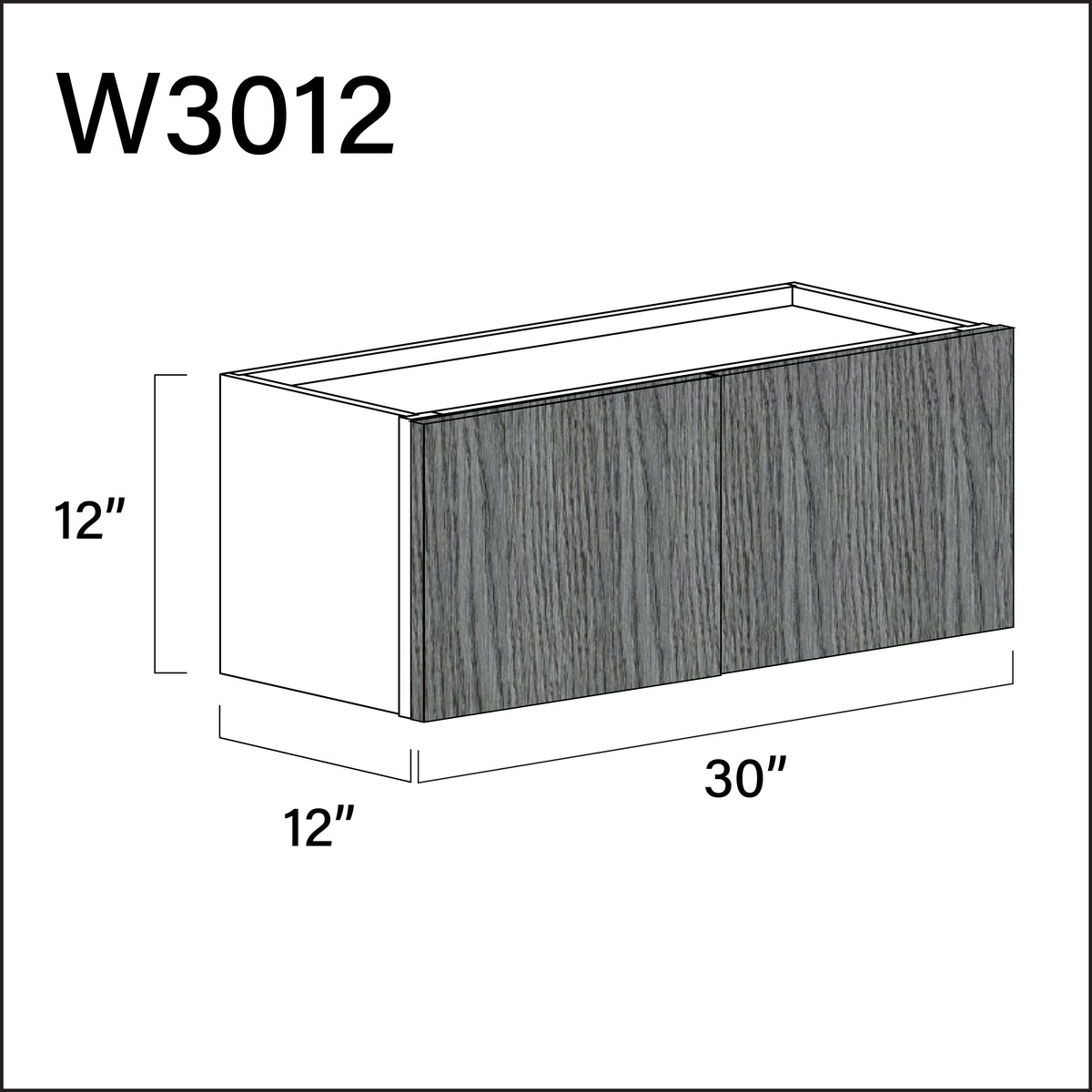 Textured Gray Frameless Double Door Wall Cabinet - 30" W x 12" H x 12" D