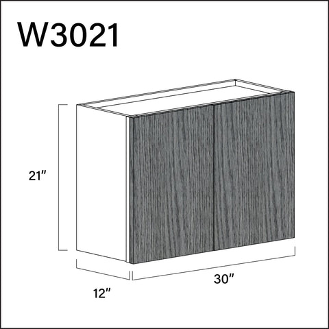 Textured Gray Frameless Double Door Wall Cabinet - 30" W x 21" H x 12" D