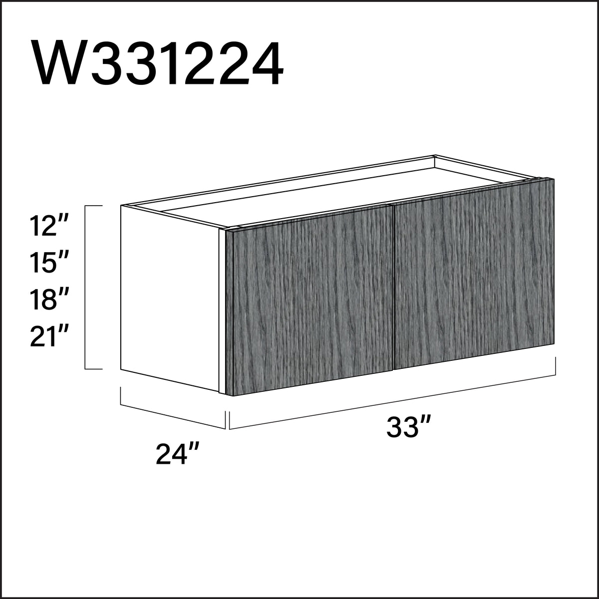 Textured Gray Frameless Wall Bridge Double Door Cabinet - 33" W x 12" H x 24" D