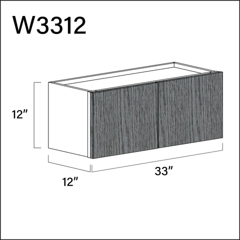 Textured Gray Frameless Double Door Wall Cabinet - 33" W x 12" H x 12" D