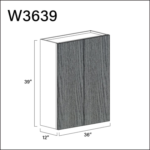 Textured Gray Frameless Double Door Wall Cabinet - 36" W x 39" H x 12" D