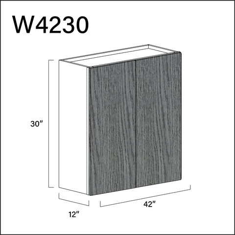 Textured Gray Frameless Double Door Wall Cabinet - 42" W x 30" H x 12" D