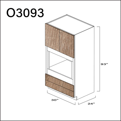 Textured Oak Frameless Single Oven Cabinet - 30" W x 93" H x 24" D